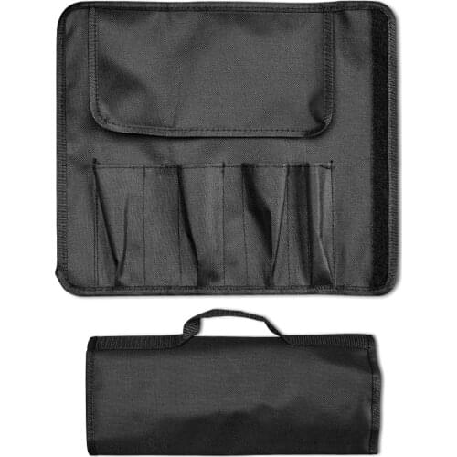 5-Pocket Kitchen Knives Roll Bag Chef Knife Carry Bag Oxford Cloth Professional Knives Case Cutlery Knife Holder Organizer Black