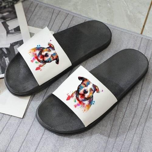 Kawaii Mage Bulldog and Pug pattern shoes for women 2021 Summer Beach Fashion indoor and outdoor wear slippers female flip flops