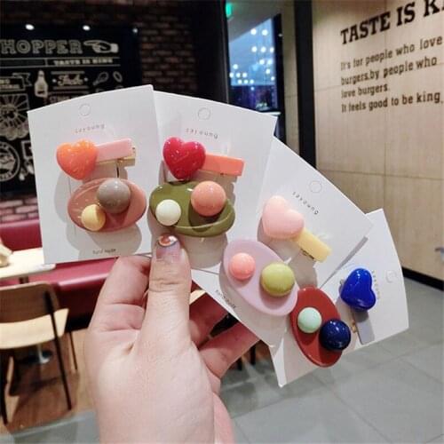 2020 Spring And Summer New Duckbill Clip Hair Accessories Hit Color Girl Heart Candy Color Hair Clip Set