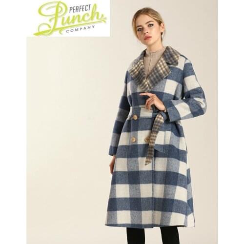 Vintage Wool Women Korean Plaid Coat Ladies Jackets Double Sided Long Jacket Abrigos Mujer Invierno 2021 9R287 YY618