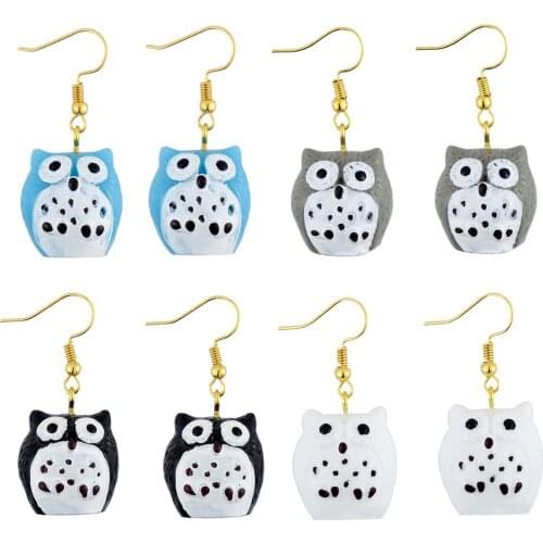 Vintage Cartoon 3D Animal Owl Drop Earrings For Women Girls Handmade Personality Creative Dangle Earrings Jewelry Accessaries