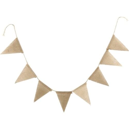 3m Vintage Jute Hessian Burlap Bunting Banners 13 Flags Wedding Pennant Wedding party Photography Props Decoration Banner