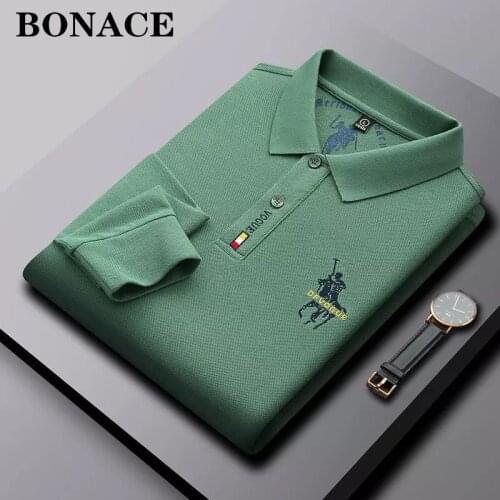 High-end designer mens cotton Polo shirt long sleeve brand horse logo embroidery 2021 autumn lapel T shirt trend casual Paul