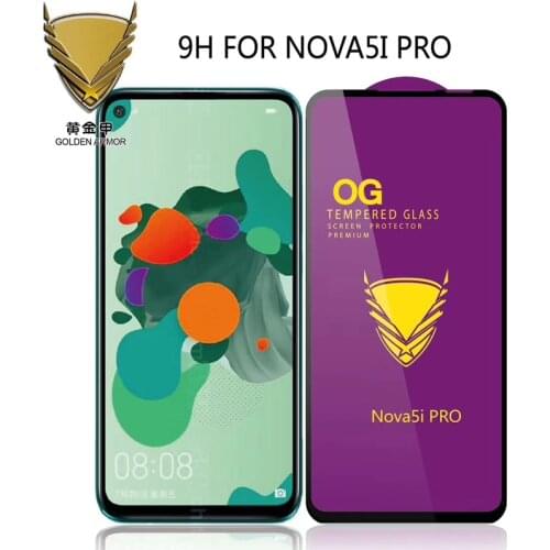 50pcs Golden Armor OG Big Curved For Huawei P50/P40 lite/Mate 40 lite/P30/P smart 2021 Full Glue Tempered Glass Screen protector