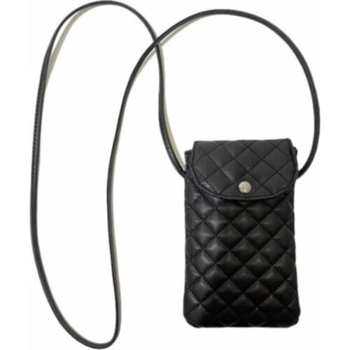Womens Black Quilted Fabrics Hanging Mobile Phone And Card Wallet Shoulder Bag Luxury Designer Handbag Shoulder Brand Evening Mini