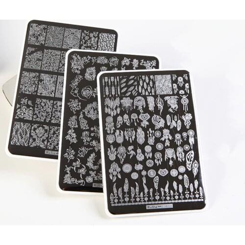 ZJOY-PLUS Big Template Dream Catch geometry animal flower Template Nail Art Polish Stamping Plates 3D Stencil For Nails stamp