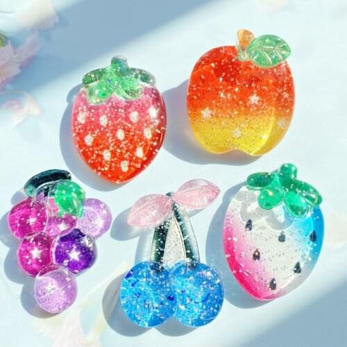 10Pcs Cute Resin Mixed Shiny Fruit Flat Back Cabochons Scrapbooking DIY Jewelry Craft Decoration Accessories H09