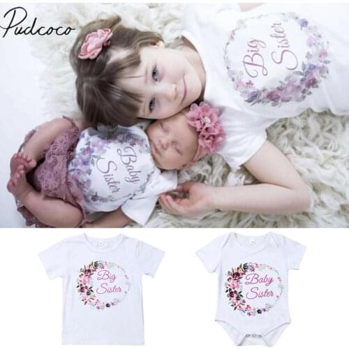 2019 Baby Summer Sister Matching Clothing Cute Infant Kids Tops Kid Baby Girl Romper Outfit / Shirt Tops Floral Print Clothes