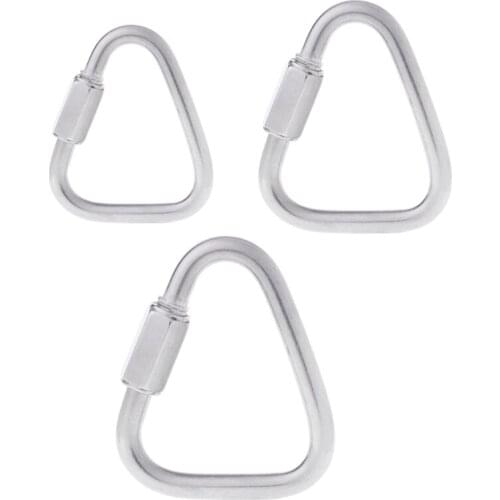 304 Stainless Steel Screw Lock Triangle Carabiner Climbing Gear Safety Snap Hook CORF