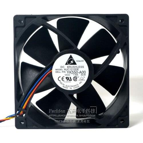 Delta Electronics AUC1212DE YK550-A00 DC 12V 1.00A 120x120x38mm 4-Wire Server Cooler Fan