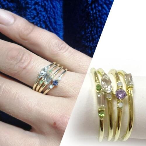 4 Pcs/set Crystal Zircon Gold Ring Set 2021 Women Bohemian Engagement Ring Set Best Jewelry Girls Gifts Jewelry Party R0S5