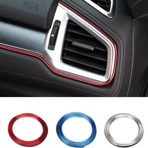 5M Car Styling Interior Decoration Strip Line Moulding Trim Door Dashboard Edge Universal Auto Chrome Strip