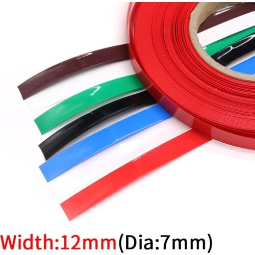 5M Width 12mm PVC Heat Shrink Tube Dia 7mm Lithium Battery Insulated Film Wrap Protection Case Pack Wire Cable Sleeve Colorful