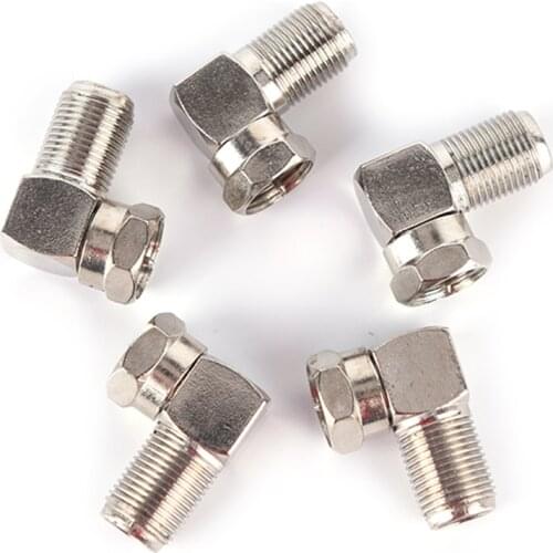 5pcs Waterproof RG6 RG5 F Male Plug To F Female Connector Adapter Professional Right Angle 90Degree Coaxial Connector Connection
