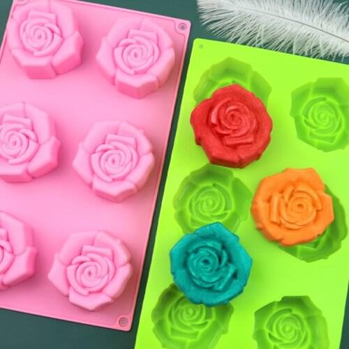 6 Even Big Rose Silicone Moon Cake Mold DIY Handmade Soap Mould kitchen Baking Cake Decorating Tools Ice Molds