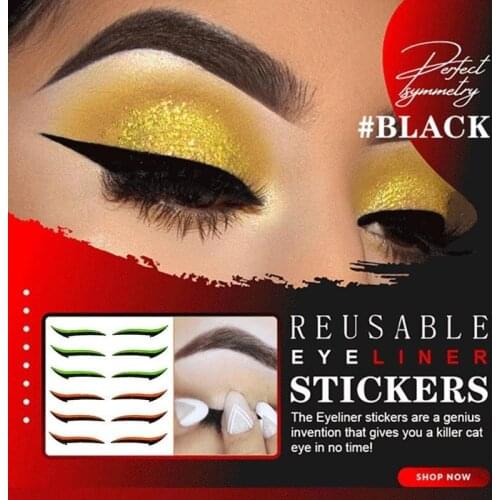 6 Pairs Beauty Eyeliner Stickers Double Eyelid Tape Stickers Sexy Cat Style Eyes Sticker Black Eyeliner Smoky Tattoo Eye Makeup