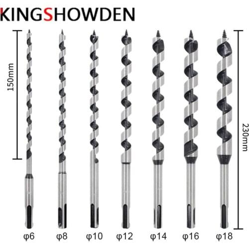 7PCS 9inch DIY Wall Hole Saw Drilling SDS PLUS Long Wood Drill Bit Set 6-18*230mm Wood Door Hole Opening Woodworking Drill Bit