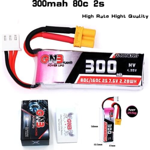 2/5PCS Gaoneng GNB 2S 7.6V 300mAh 80C/160C Lipo Battery XT30 for Micro RC FPV Racing Cine Whoop Beta FPV Drone Quadcoper Parts