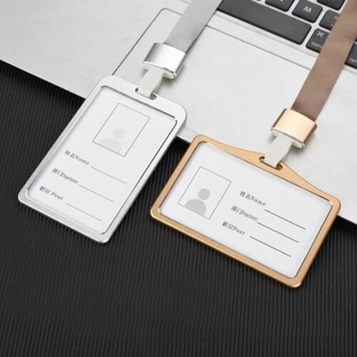 Aluminium Alloy Credit Bank ID Card Holder Women Men Business Card Case Work Card Badge Lanyard Holder Protector Cover