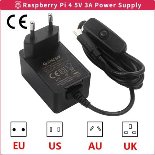 Raspberry Pi 4 5V 3A Power Supply USB Type-C Power Adapter Charging ON/OFF Switch DC Power Charger for Raspberry Pi 4 Model B