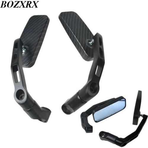 BOZXRX 1pair Motorcycle Side Rear Rearview Mirror Fiber Rectangle Motorbike Accessories Moto Motorcycle Blue Mirror 8mm 10mm