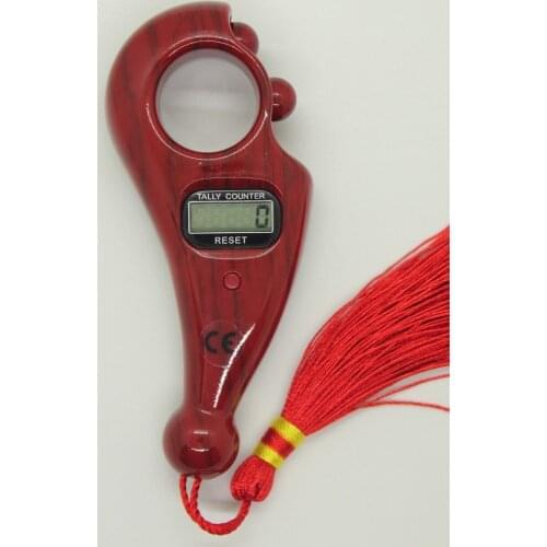 Digital Rosary-Beaded Tespihmatik-Special Design Zikirmatik (Burgundy Wood) Islamic Zikr counting