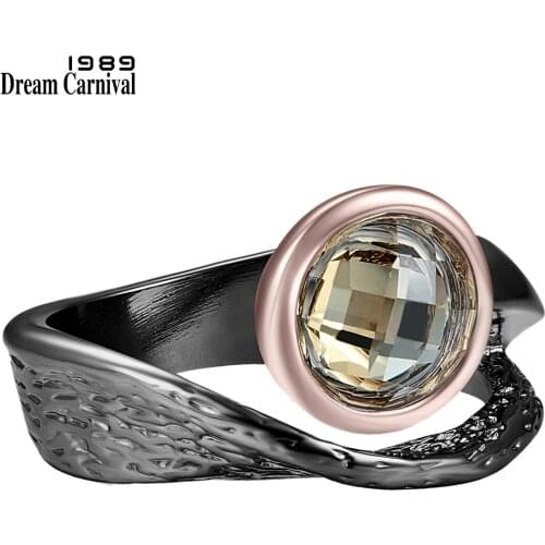 DreamCarnival1989 Gothic Solitaire Ring for Women Engagement Gun Rose Gold Color Chic Sexy Look Quality Fashion Jewelry WA11720