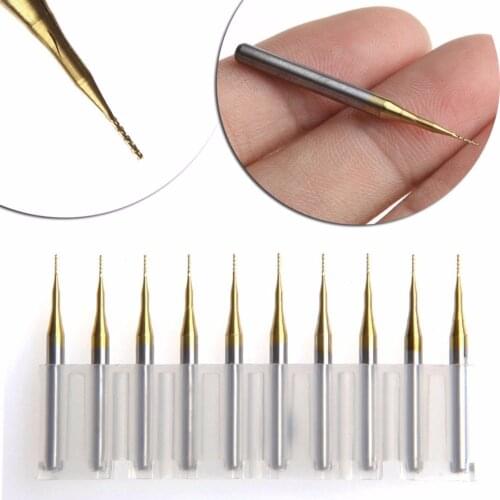 FNICEL 10pcs/Set New Titanium Coat Carbide 3.175x0.5mm End Mill Engraving Bits CNC Cutters