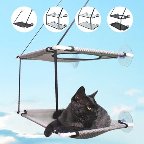 Cat Hammock Suction Cup Windowsill Cat Comfortable Hammock Summer Breathable Mesh Double Hanging Beds Pet Hammock