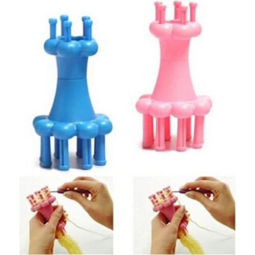 1 Set Home DIY Double-head knitting Tool French Yarn Wool Rope Knitting Doll Dolly Craft Spool Loom Maker+Crochet+Needle