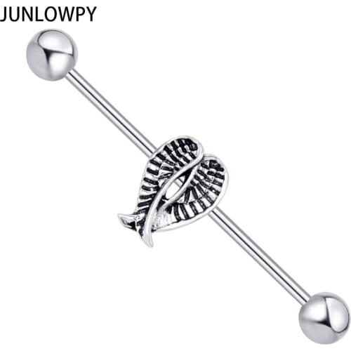 JUNLOWPY Surgical Stainless 14 Leaf Industrial Barbell Cartilage Tragus Earring Body Ear Piercing Plug And Tunnel Jewelry 20pcs