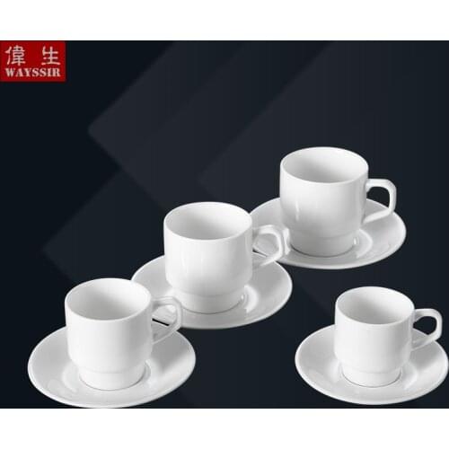 Nordic Espresso Coffee Handle Cup And Saucer Set American Cafe Cappuccino Ceramics Cup Household Tea Cup Hotel Water Milk Mug
