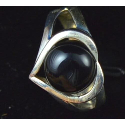 Lovegem Genuine Black Onyx Ring 925 Sterling Silver, Size : 8.25 , KR0034