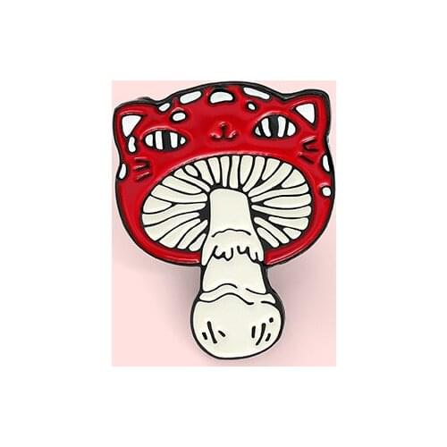 LAMEMDEE Creative new product mini red mushroom alloy paint frog smiley face mushroom pin badge wholesale