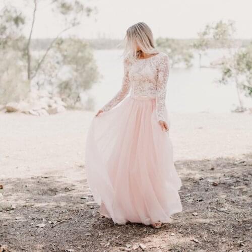 Sweet Pink A-line Women Tulle Skirts For Wedding Party A-line Zipper Floor Length Bridesmaid Mesh Tulle Skirt