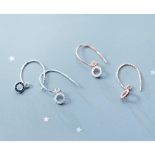 MloveAcc Genuine 100% 925 Sterling Silver Drop Earrings Lady Elegant with Clear CZ Circle for Pierced Ear Jewelry