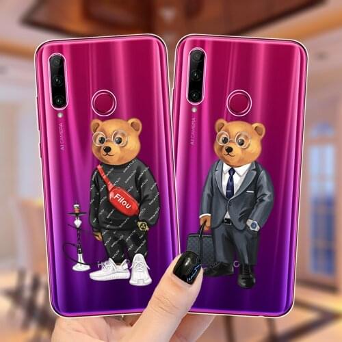 Fashion Brand Funny Cute Bear Phone Case For Huawei Honor 50 SE 30 20 Lite Pro 10i 20i 30i 9X 8X 8C 10X Lite Soft Silicone Cover