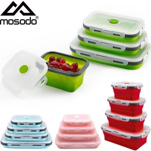 Mosodo Silicone Collapsible Lunch Box Portable Food Storage Container Fruit Salad Bowl Lunchbox Picnic Camping Bento Lunch Box