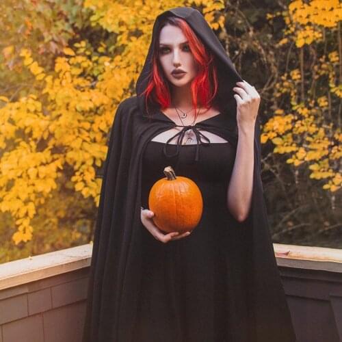 Womens Mens Halloween Vampire Priest Wizard Cloak Coat Cosplay Hooded Lace-up Sleeveless Split Cloak Magic Academy Cloak /F