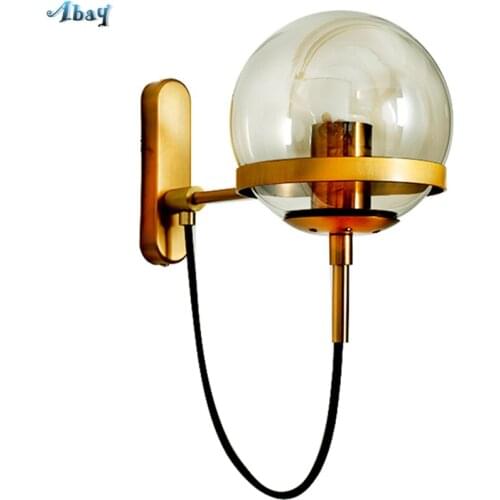 Nordic Retro Wall Lamps Bedroom Bedside Industrial Dining Room Living Room Table Circle Iron Glass Ball Hanging Lights Fixtures