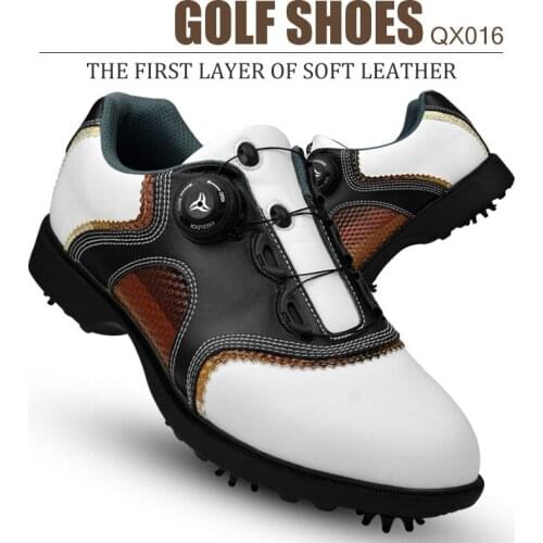 New Golf Shoes Mens Waterproof Professional Golf Shoes Men Genuine Leather Shoes Laces Activities Nail Spikes Trainers D0602