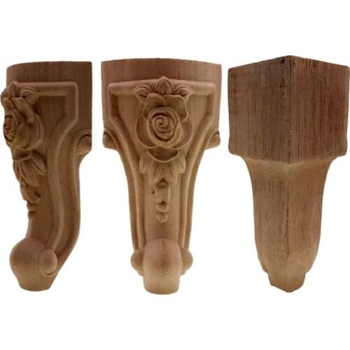 Furniture legs Floral Wood Carved Decal Corner Appliques Frame Furniture Woodcarving Decorative Wooden Figurines Crafts Home
