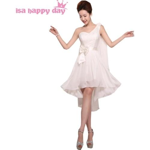 Plus size real picture new hi lo ivory dress 2020 one shoulder elegant to prom summer chiffon a line dresses for under 100 W1359