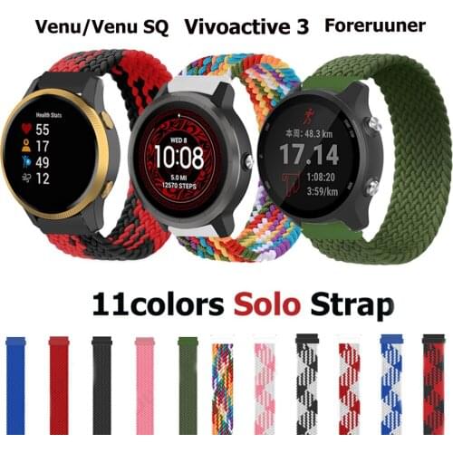 Braided Solo Loop Straps For Garmin Vivoactive 4 3 Smart Watch Nylon Elastic Band For Garmin Venu/Venu 2 SQ Correa Wristbands
