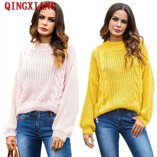 5 Colors S-XL Women Lazy Style Solid Yellow Capes Loose Poncho 2019 Autumn Knitted Bat Sleeves Sweater Twisted O Neck Pullover