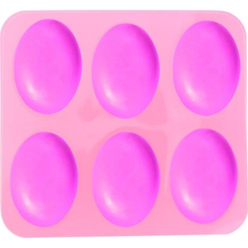 NICEYARD 6 Slots Silicone Soap Mould Oval Shape Fondant Cake Mold Handmade Jelly Maker DIY Cake Decorating Baking Tool