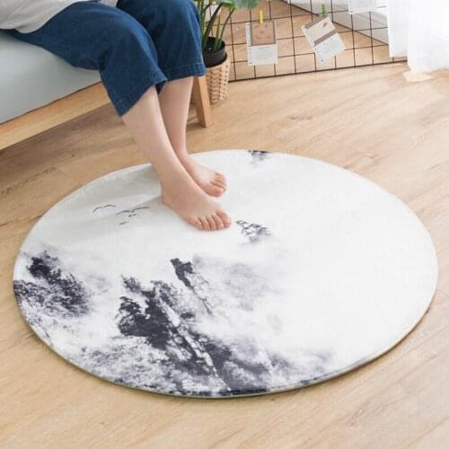 Modern New Chinese Round Carpet Suede Foor Mats Bedroom Living Room Chair Rocking Cushion Rug