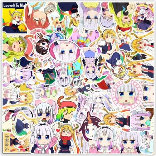 50Pcs Anime Sticker Miss Kobayashis Dragon Maid Cute Girl Decals for Skateboard Laptop Luggage Waterproof Car Sticker toys