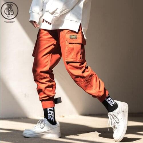 Loose straight personality fashion pants mens feet trousers pantalones hombre Multi-pocket harem pants for men pantalon homme
