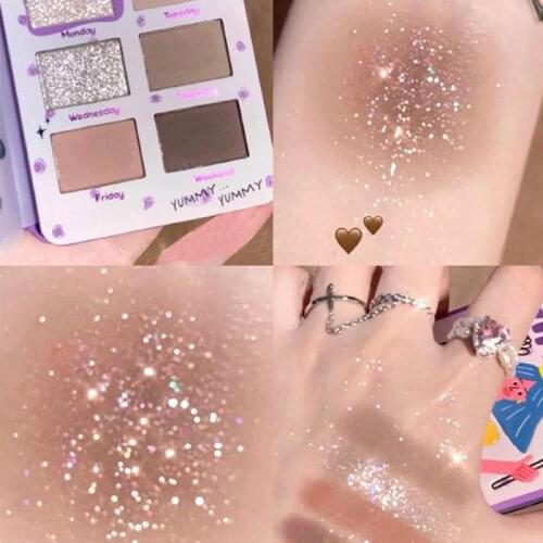 Six Color Eyeshadow Matte Pearlescent Powder Grey Brown Earth Color Diary Hand Account Eye Shadow Makeup Cosmetics TSLM1